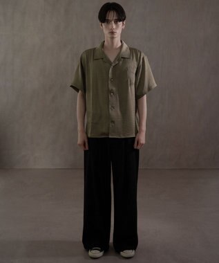 WEGO サテン刺繍シャツ（SS） カーキ