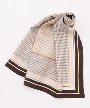 J.PRESS LADIES houndstooth スクエア スカーフ ブラウン系