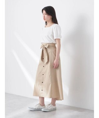 earth music&ecology ウエストリボンヘムスカート Beige