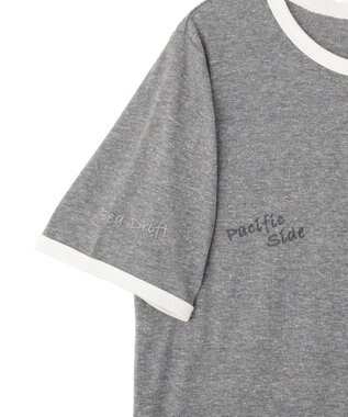 AMERICAN HOLIC ランダムロゴ刺繍リンガーTシャツ Charcoal Gray