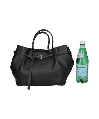 INTER-CHAUSSURES 【CHRISTIAN VILLA】シュリンクレザーハンドバッグ ブラック