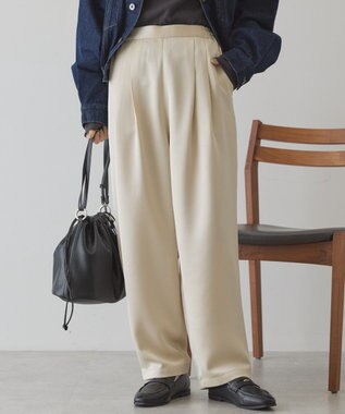 AMERICAN HOLIC 【イージーケア】サテンカーブパンツ Light Beige