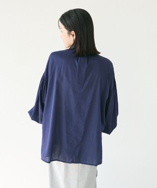 CRAFT STANDARD BOUTIQUE インド綿混パフスリーブシャツ Navy