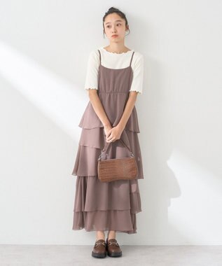 earth music&ecology アシンメトリーティアードワンピース Mocha