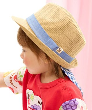 MIKI HOUSE HOT BISCUITS 【48-54cm】 麦わら風 中折れハット