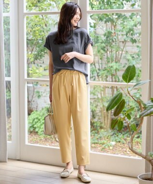 ANY 【手洗い可】ヨーロピアンリネンツイストスリーブブラウス チャコール