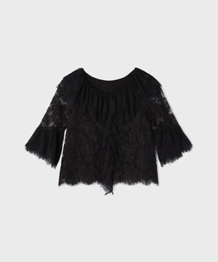 GRACE CONTINENTAL レースコンビフリルブラウス ブラック