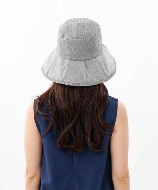 AURORA 【 LANVIN COLLECTION（ランバン コレクション） 】シルクギンガムカサブランカハット ミディアムグレー