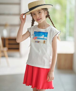 組曲 KIDS 【110-140㎝】夏休みの絵日記 Tシャツ オフホワイト系