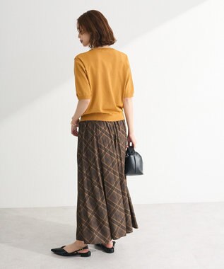 Green Parks サラフレワイドパンツ（柄） Check Brown