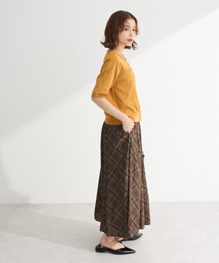 Green Parks サラフレワイドパンツ（柄） Check Brown