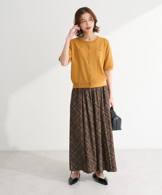 Green Parks サラフレワイドパンツ（柄） Check Brown
