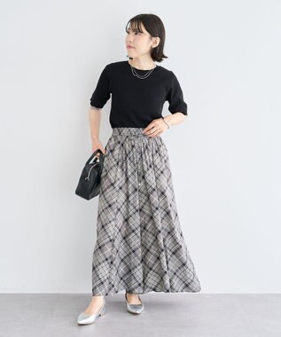 Green Parks サラフレワイドパンツ（柄） Check Black