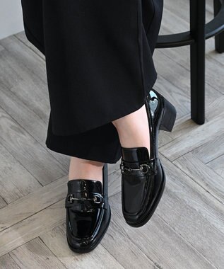 APOM イタリアンレザー ブロックヒールビットローファー45