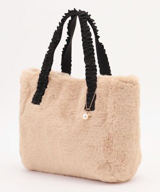 ANY SIS フリルハンドルフェイクファー バッグ アイボリー