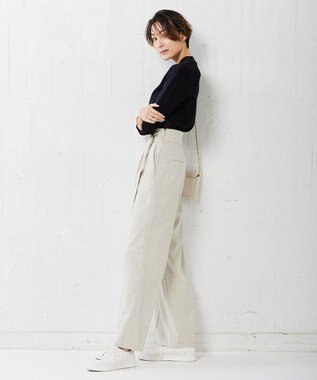 ICB 【洗える】 シンセティックフルニードル Vネックプルオーバー ネイビー×ブラック系