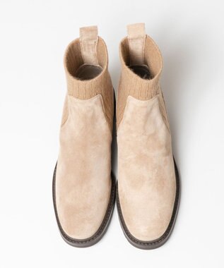 BONTRE 【UNISA/ウニサ】リブニットショートブーツ ベージュ