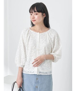 earth music&ecology フラワーレースブラウス Ivory