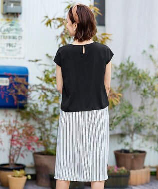 Tiaclasse 【洗える】大人こなれた印象のドッキングドロストワンピース ブラック