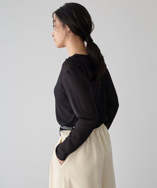 YECCA VECCA クルーネックシアートップス Black