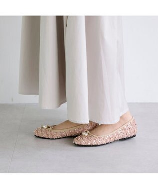 MODE ET JACOMO <carino>パールビジュー付きデザインバレエ ベージュ