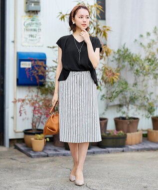 Tiaclasse 【洗える】大人こなれた印象のドッキングドロストワンピース ブラック