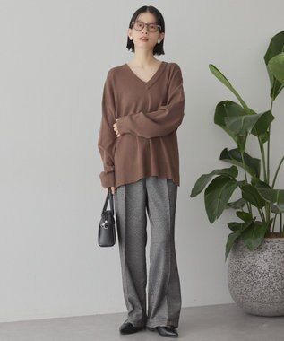 AMERICAN HOLIC バイパチVネックニットプルオーバー Mocha