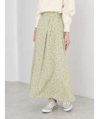 earth music&ecology キンモクセイ柄フレアスカート Green