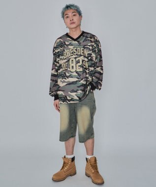 WEGO 【ユニセックス着用ITEM/MLサイズ展開】カモフラナンバリングホッケーT（LS） カーキ