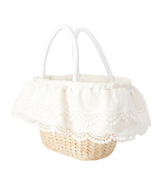 Maison de FLEUR 【2Way】レースフリルメイズ2Wayカゴバッグ White