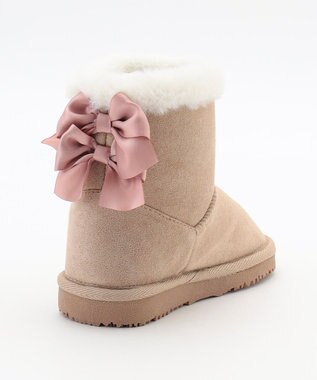 ANY KIDS リボンフェイクムートンブーツ ベージュ