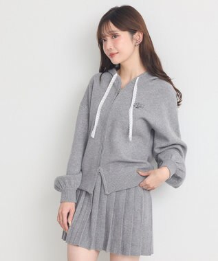 earth music&ecology レースコードダブルジップニットパーカー Gray