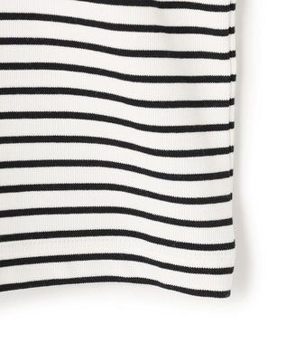 UNFILO L ハイツイストスムース バックZIP ボーダートップス オフ×ブラック