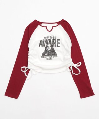 WEGO キーネックサイドドロストラグランロンT レッド