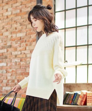 ANY 【洗える】ソフトタッチ求心ニット アイボリー