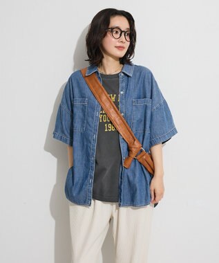 Green Parks 半袖シアーデニムシャツ Indigo