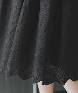 Tiaclasse 【洗える】パンチングレーススカラップワンピース ブラック