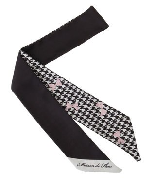 Maison de FLEUR 千鳥リボンプリントスカーフ Pink