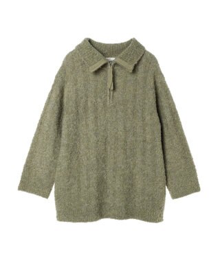 earth music&ecology ブークレハーフジップミニワンピース Khaki