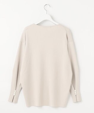 自由区 L 【洗える/セット可】レーヨンポリエステルスムース Vネックニット サンセットグレー