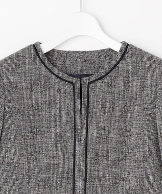 ANY SIS L ライトストレッチ ツイード ジャケット ネイビーシャンブレー