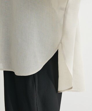 Green Parks 開襟シアーシャツジャケット Gray Beige