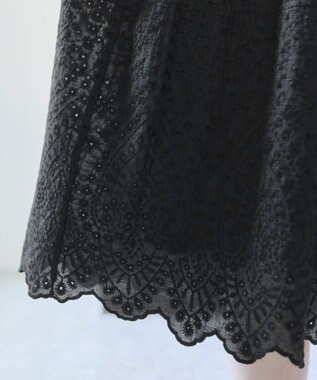 Tiaclasse 【洗える】パンチングレーススカラップワンピース ブラック