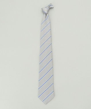 GOTAIRIKU リクルートにも【日本製】シルク ネクタイ_レジメンタル ライトグレー系1