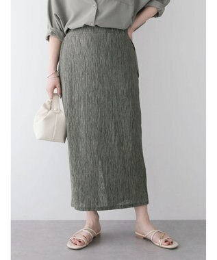 Green Parks メランジプリーツＩラインスカート Khaki