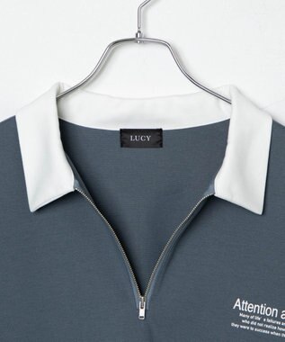 WEGO ドルマンポンチハーフジップロンT ブルー