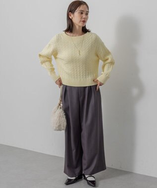 組曲 L 【加藤ローサさん着用】ラメストライプ ワイドパンツ グレー系1