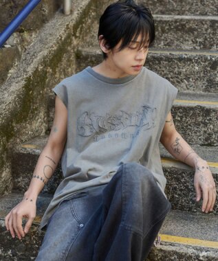 WEGO 【ユニセックス着用ITEM】ブリーチダメージアップリケノースリーブ