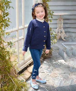 ANY KIDS ふくれジャガードカーディガン ネイビー