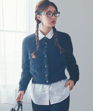 ナイロンファー カーディガン